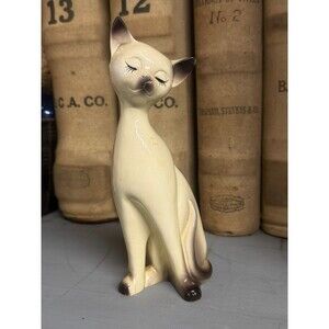 Vintage Siamese Cat Figurine Georgia Game Park Souvenir 7” Ceramic Mid Century